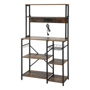 Artiss 5-Tier Kitchen Rack with Power Outlets 90CMX153CM Microwave Storage Shelf KR-MEL-5S-90-2AC-BKBR