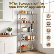 Artiss 5-Tier Kitchen Rack Shelf Shelving 90x35x182CM Adjustable Metal Storage Shelves KR-MEL-5S-90-SS