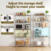 Artiss 5-Tier Kitchen Rack Shelf Shelving 90x35x182CM Adjustable Metal Storage Shelves KR-MEL-5S-90-SS