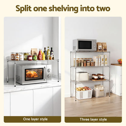 Artiss 5-Tier Kitchen Rack Shelf Shelving 90x35x182CM Adjustable Metal Storage Shelves KR-MEL-5S-90-SS