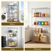 Artiss 5-Tier Kitchen Rack Shelf Shelving 90x35x182CM Adjustable Metal Storage Shelves KR-MEL-5S-90-SS