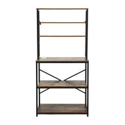 Artiss 6-Tier Kitchen Rack with 6 Hooks Microwave Storage Shelf 80cm x 167cm KR-MEL-6S-80-BKBR