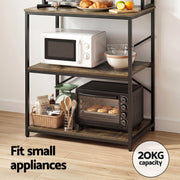 Artiss 6-Tier Kitchen Rack with 6 Hooks Microwave Storage Shelf 80cm x 167cm KR-MEL-6S-80-BKBR