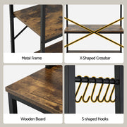 Artiss 6-Tier Kitchen Rack with 6 Hooks Microwave Storage Shelf 80cm x 167cm KR-MEL-6S-80-BKBR