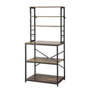 Artiss 6-Tier Kitchen Rack with 6 Hooks Microwave Storage Shelf 80cm x 167cm KR-MEL-6S-80-BKBR