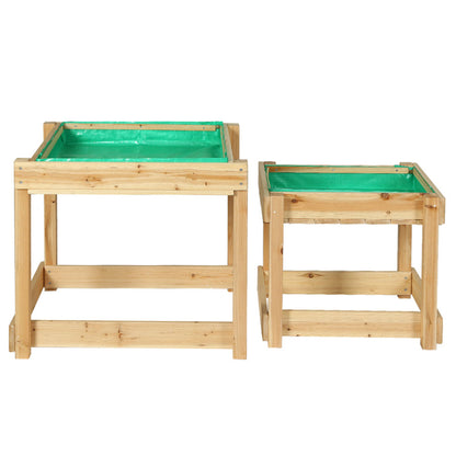 Keezi Kids Sandpit Wooden Sandbox Sand Pit Water Table Outdoor Toys 101cm KS-WSB-NAT