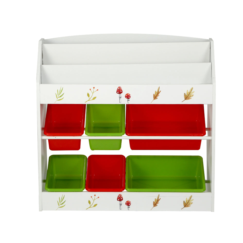 Keezi 3 Tiers Kids Bookshelf Storage Children Bookcase Toy Box Organiser Rack 6 Bins KSB-MFL-CFL