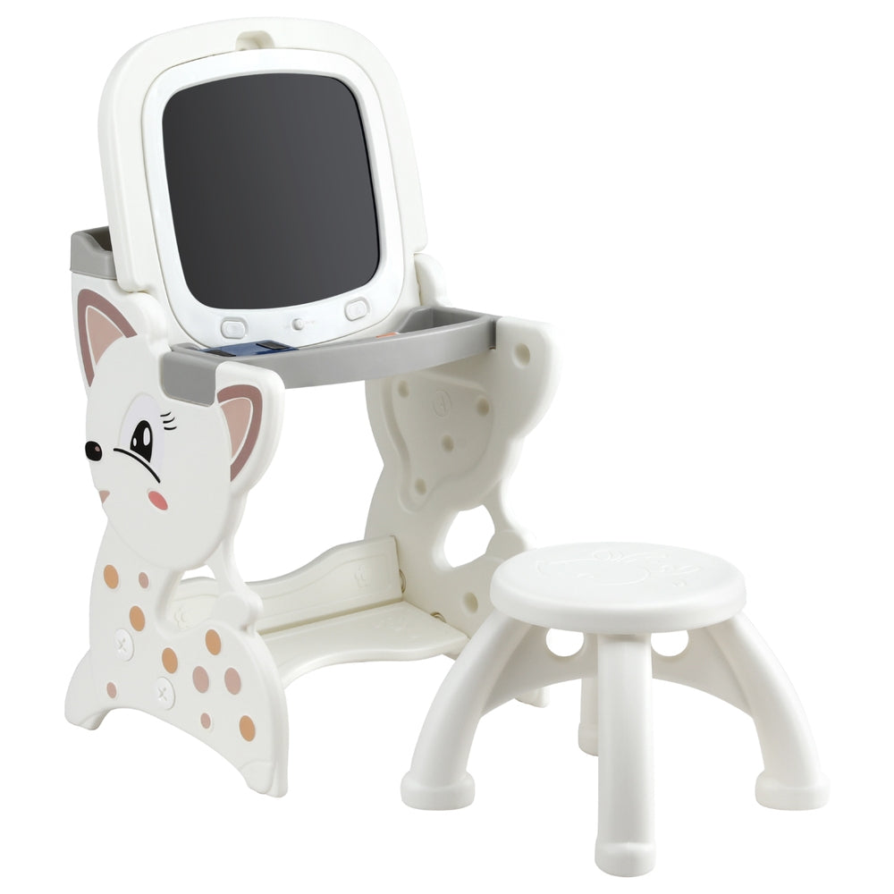 Keezi Kids Table and Chair Set 2 in 1 Easel Desk Stool w/ LCD Writing Tablet KTC-A-2IN1-LCD