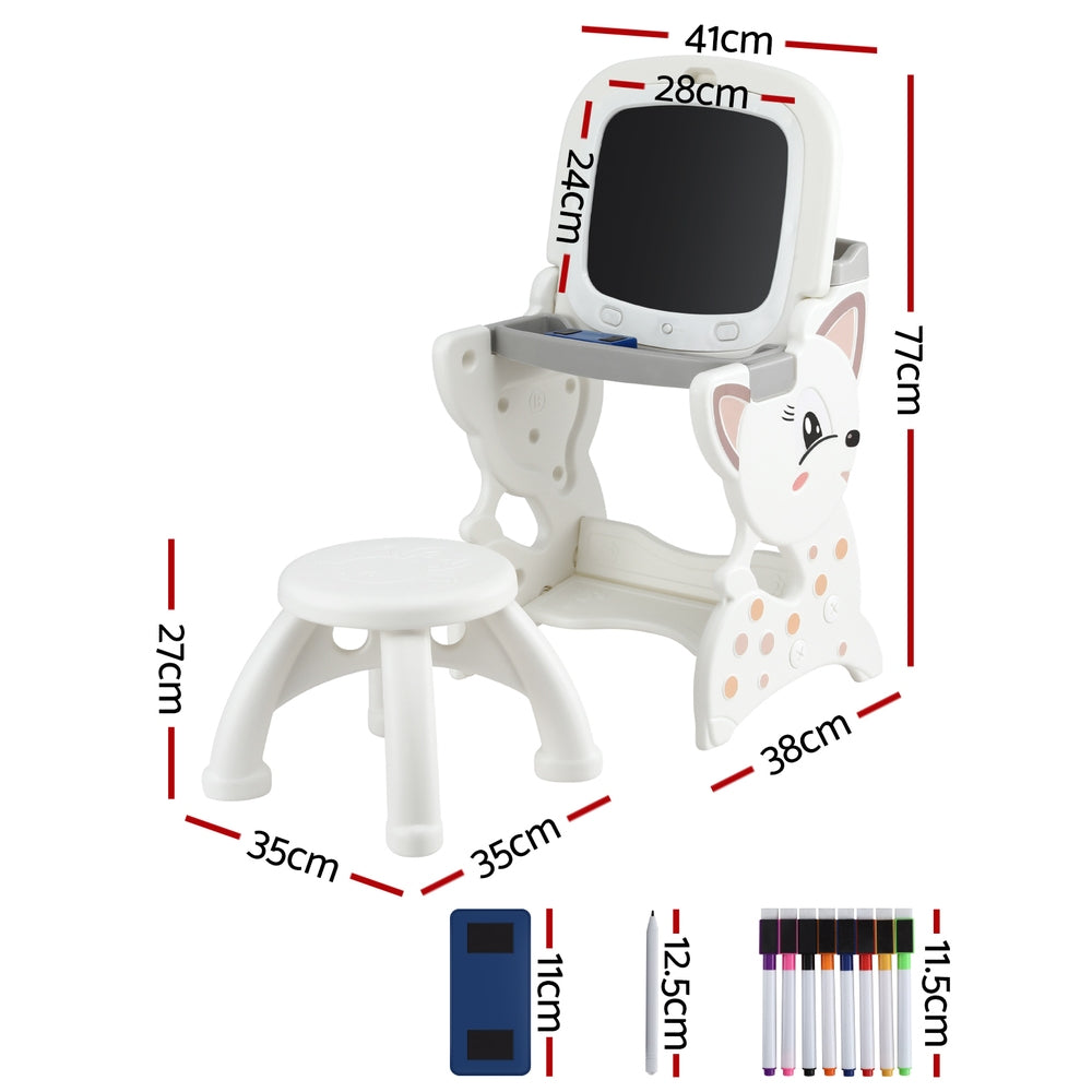 Keezi Kids Table and Chair Set 2 in 1 Easel Desk Stool w/ LCD Writing Tablet KTC-A-2IN1-LCD
