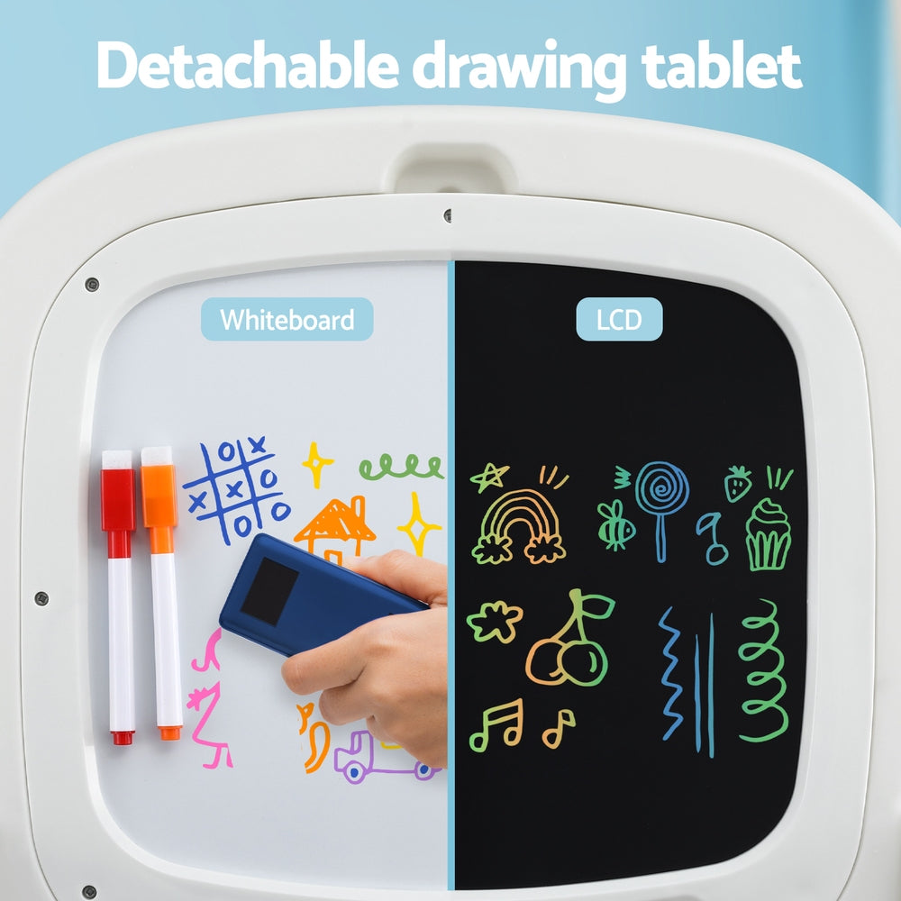 Keezi Kids Table and Chair Set 2 in 1 Easel Desk Stool w/ LCD Writing Tablet KTC-A-2IN1-LCD