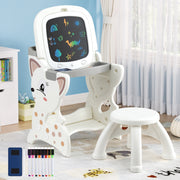Keezi Kids Table and Chair Set 2 in 1 Easel Desk Stool w/ LCD Writing Tablet KTC-A-2IN1-LCD