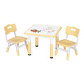 Keezi Kids Table and 2 Chairs Set Height Adjustable Toddler Desk and Chair Set for Ages 3-8, Activity Table KTC-A-GRA-2CHAIRS-NAT
