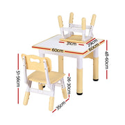 Keezi Kids Table and 2 Chairs Set Height Adjustable Toddler Desk and Chair Set for Ages 3-8, Activity Table KTC-A-GRA-2CHAIRS-NAT