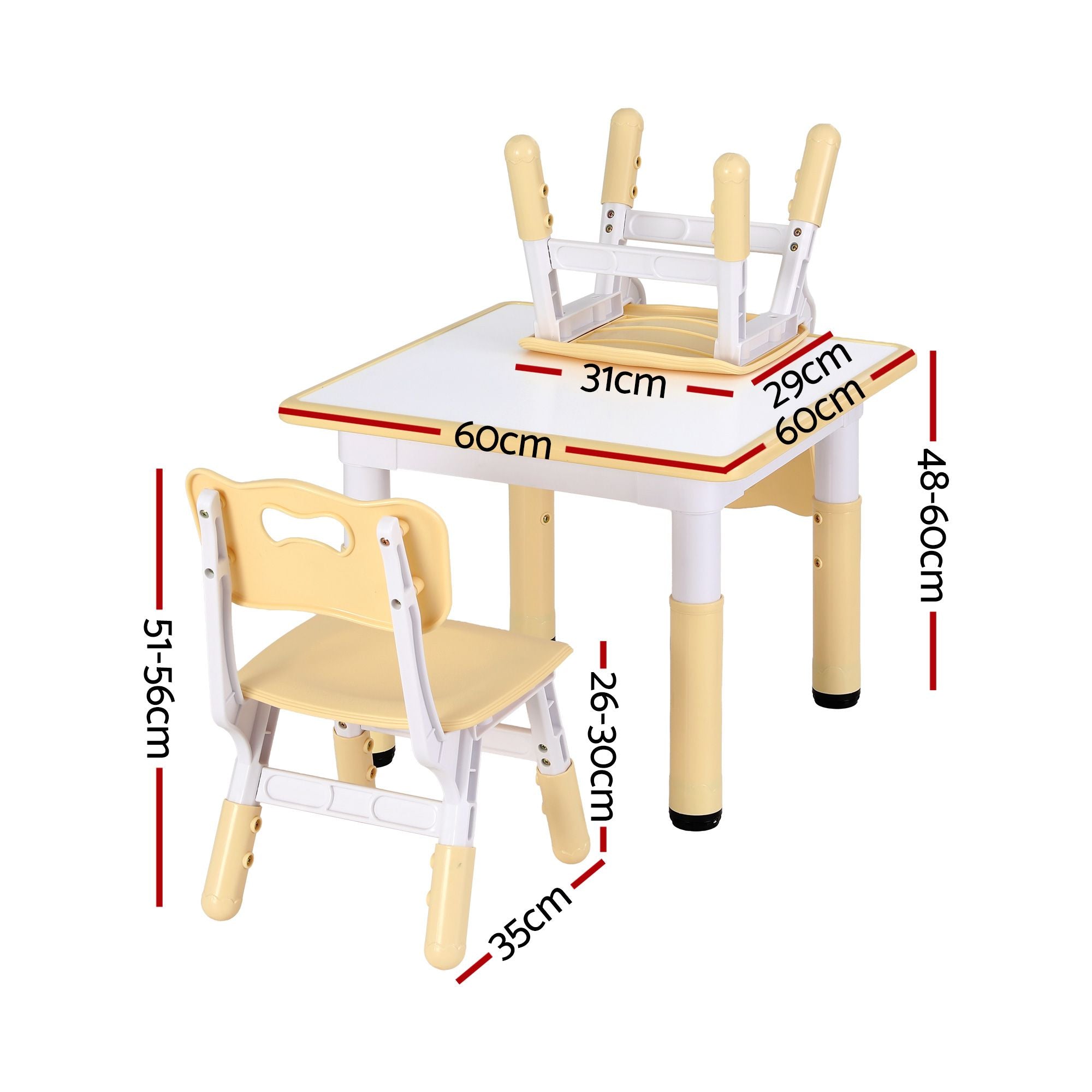 Keezi Kids Table and 2 Chairs Set Height Adjustable Toddler Desk and Chair Set for Ages 3-8, Activity Table KTC-A-GRA-2CHAIRS-NAT