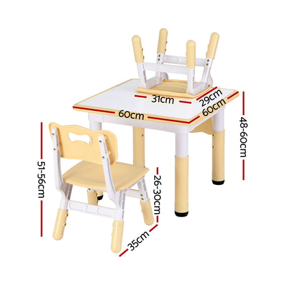 Keezi Kids Table and 2 Chairs Set Height Adjustable Toddler Desk and Chair Set for Ages 3-8, Activity Table KTC-A-GRA-2CHAIRS-NAT