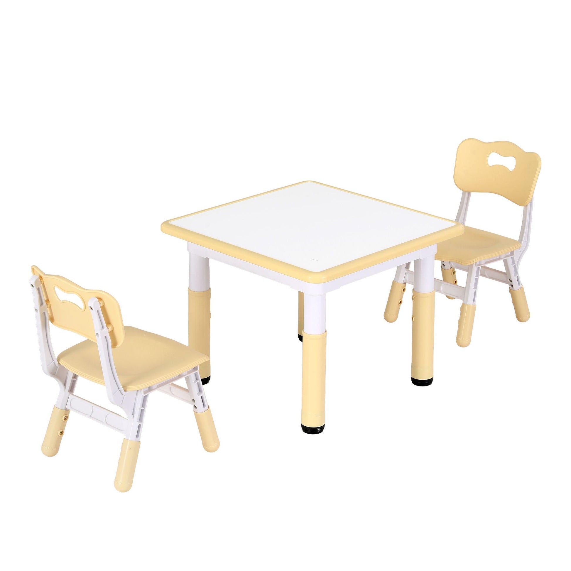 Keezi Kids Table and 2 Chairs Set Height Adjustable Toddler Desk and Chair Set for Ages 3-8, Activity Table KTC-A-GRA-2CHAIRS-NAT