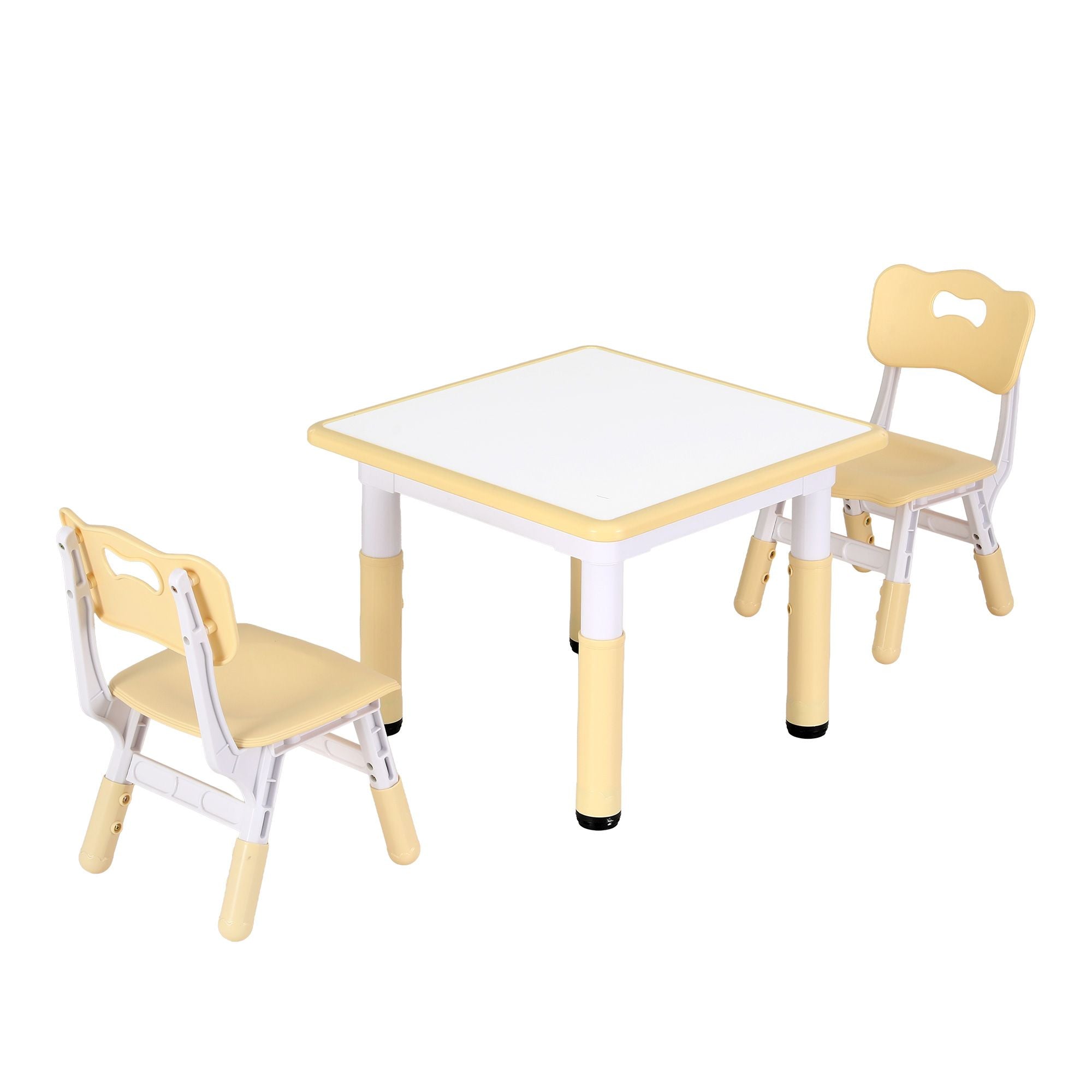 Keezi Kids Table and 2 Chairs Set Height Adjustable Toddler Desk and Chair Set for Ages 3-8, Activity Table KTC-A-GRA-2CHAIRS-NAT