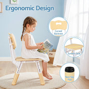 Keezi Kids Table and 2 Chairs Set Height Adjustable Toddler Desk and Chair Set for Ages 3-8, Activity Table KTC-A-GRA-2CHAIRS-NAT