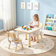 Keezi Kids Table and 2 Chairs Set Height Adjustable Toddler Desk and Chair Set for Ages 3-8, Activity Table KTC-A-GRA-2CHAIRS-NAT