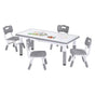 Keezi Kids Table and 4 Chairs Set Height Adjustable Toddler Desk and Chair Set for Ages 3-8, Children KTC-A-GRA-GY