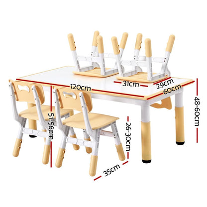 Keezi Kids Table and 4 Chairs Set Height Adjustable Toddler Desk and Chair Set for Ages 3-8, Children KTC-A-GRA-NAT