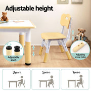 Keezi Kids Table and 4 Chairs Set Height Adjustable Toddler Desk and Chair Set for Ages 3-8, Children KTC-A-GRA-NAT