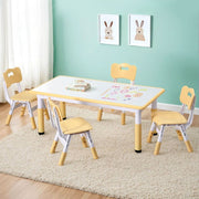 Keezi Kids Table and 4 Chairs Set Height Adjustable Toddler Desk and Chair Set for Ages 3-8, Children KTC-A-GRA-NAT