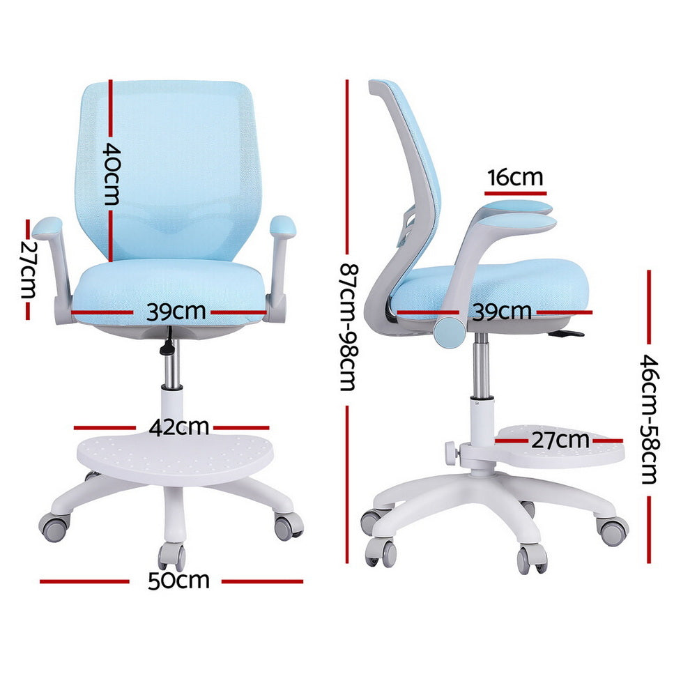 Keezi Kids Ergonomic Study Chair Adjustable w/ Wheels Footrest Blue KTC-A-NETC-BL