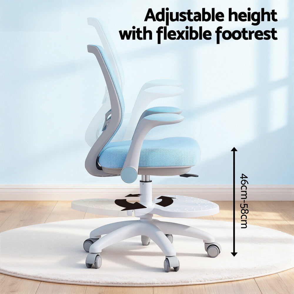 Keezi Kids Ergonomic Study Chair Adjustable w/ Wheels Footrest Blue KTC-A-NETC-BL