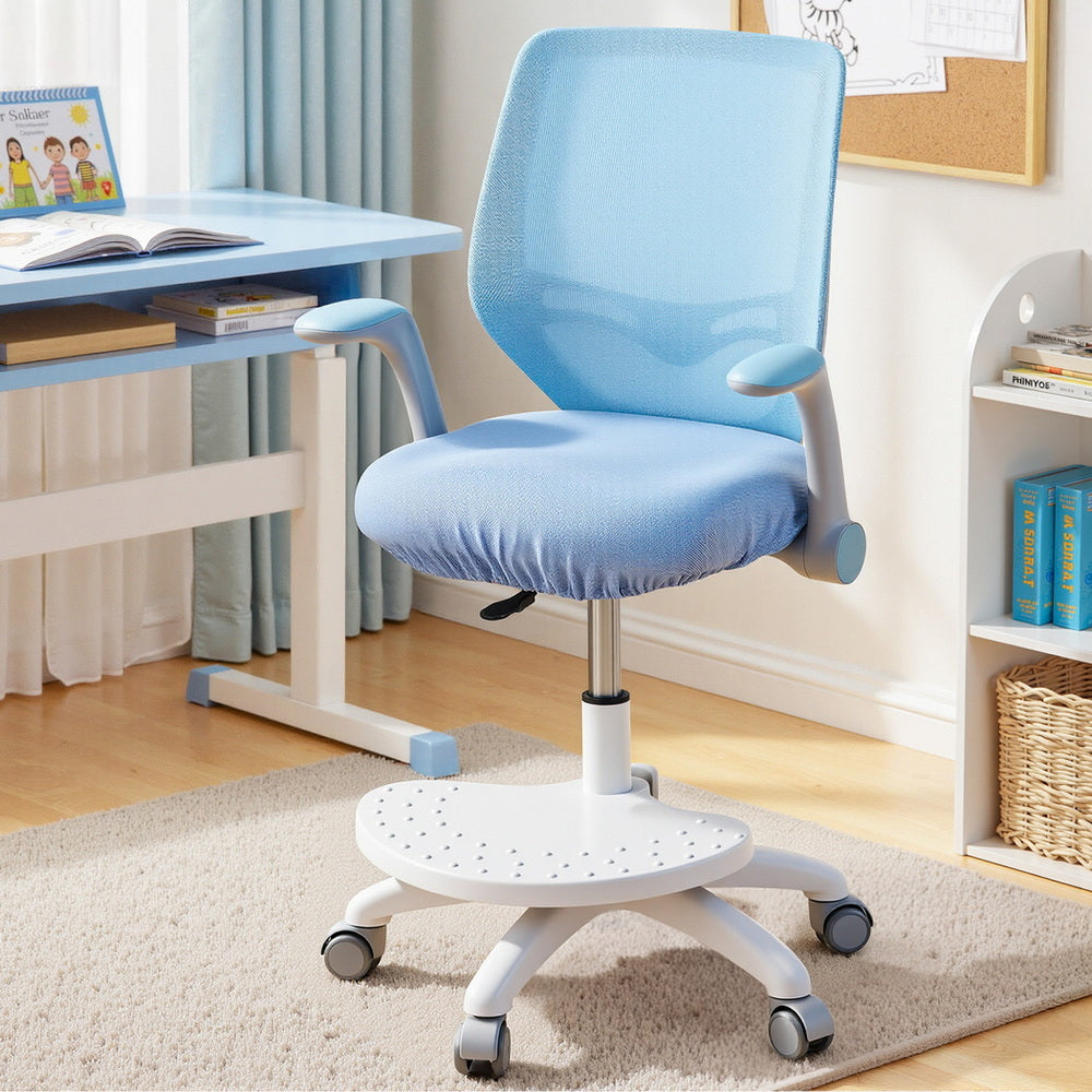 Keezi Kids Ergonomic Study Chair Adjustable w/ Wheels Footrest Blue KTC-A-NETC-BL