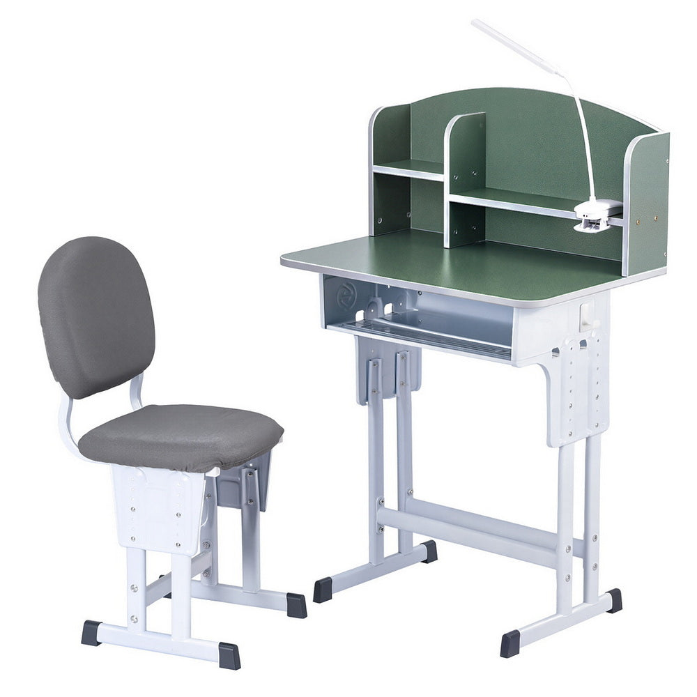 Keezi Kids Study Desk Chair Set Adjustable Ergonomic Table LED Lamp Green KTC-A-STU-BS-GN