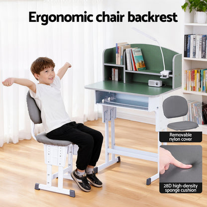 Keezi Kids Study Desk Chair Set Adjustable Ergonomic Table LED Lamp Green KTC-A-STU-BS-GN
