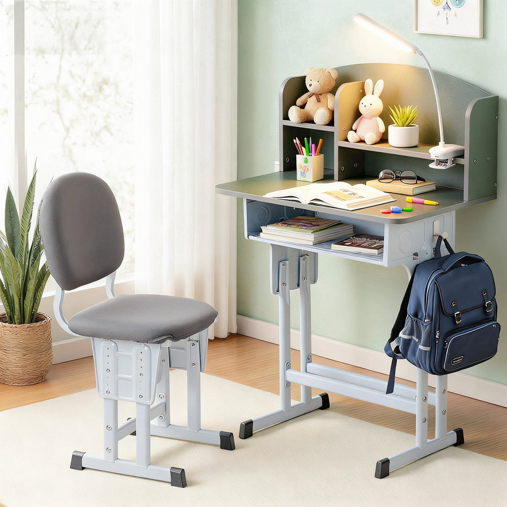 Keezi Kids Study Desk Chair Set Adjustable Ergonomic Table LED Lamp Green KTC-A-STU-BS-GN