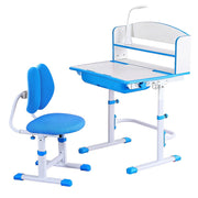Keezi Kids Study Desk Chair Set Adjustable Ergonomic Table LED Lamp Blue
