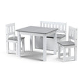 Keezi 2 in 1 Kids Table and Chair Set, Activity Table with Storage Bench and 2 Chairs for Reading, Drawing, KTC-G-BC-GY