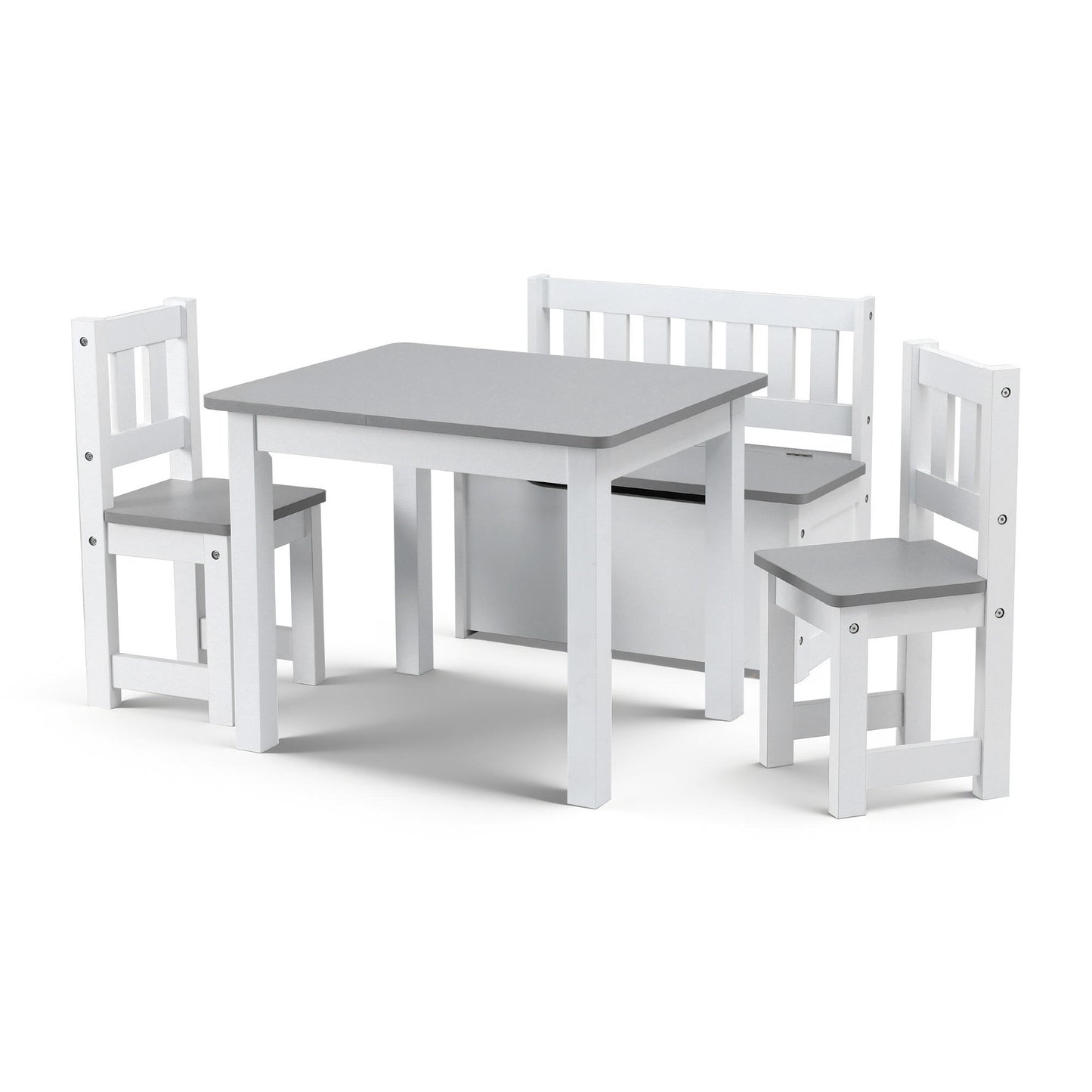 Keezi 2 in 1 Kids Table and Chair Set, Activity Table with Storage Bench and 2 Chairs for Reading, Drawing, KTC-G-BC-GY