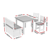 Keezi 2 in 1 Kids Table and Chair Set, Activity Table with Storage Bench and 2 Chairs for Reading, Drawing, KTC-G-BC-GY