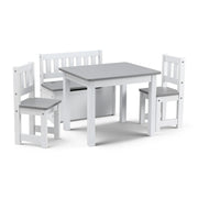 Keezi 2 in 1 Kids Table and Chair Set, Activity Table with Storage Bench and 2 Chairs for Reading, Drawing, KTC-G-BC-GY