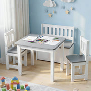 Keezi 2 in 1 Kids Table and Chair Set, Activity Table with Storage Bench and 2 Chairs for Reading, Drawing, KTC-G-BC-GY