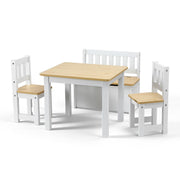 Keezi 2 in 1 Kids Table and Chair Set, Activity Table with Storage Bench and 2 Chairs for Reading, Drawing, KTC-G-BC-NT