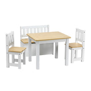 Keezi 2 in 1 Kids Table and Chair Set, Activity Table with Storage Bench and 2 Chairs for Reading, Drawing, KTC-G-BC-NT