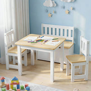 Keezi 2 in 1 Kids Table and Chair Set, Activity Table with Storage Bench and 2 Chairs for Reading, Drawing, KTC-G-BC-NT