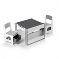 Keezi Kids Table and Chair Set, 4 in 1 Wooden Activity Table with Bookcase, Storage Box and Detachable KTC-G-BS-GY