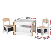 Keezi Kids Table and Chair Set, 4 in 1 Wooden Activity Table with Bookcase, Storage Box and Detachable KTC-G-BS-NT