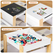 Keezi Kids Table and Chair Set, 4 in 1 Wooden Activity Table with Bookcase, Storage Box and Detachable KTC-G-BS-NT