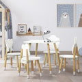 Keezi 5PCS Kids Table and Chairs Set Children Activity Study Play Desk White KTC-MFL-WHWD