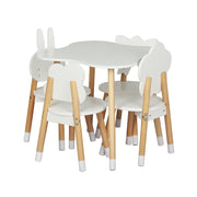 Keezi 5PCS Kids Table and Chairs Set Children Activity Study Play Desk White KTC-MFL-WHWD