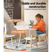 Keezi 5PCS Kids Table and Chairs Set Children Activity Study Play Desk White KTC-MFL-WHWD