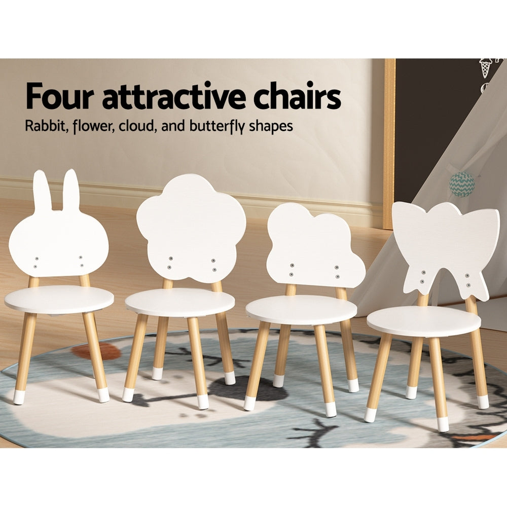 Keezi 5PCS Kids Table and Chairs Set Children Activity Study Play Desk White KTC-MFL-WHWD