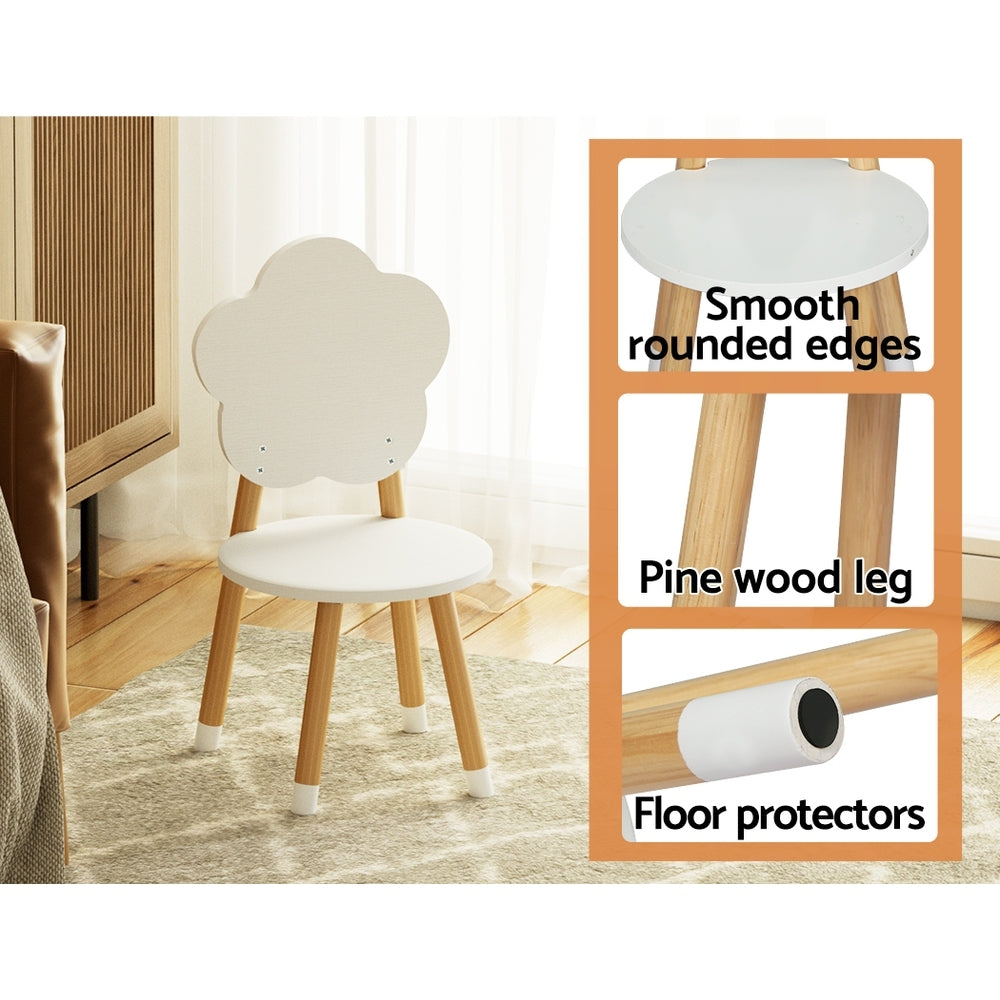 Keezi 5PCS Kids Table and Chairs Set Children Activity Study Play Desk White KTC-MFL-WHWD